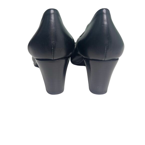 AGL Black Patent Leather Cap Toe Block Heel Pump 39.5 - Picture 5 of 10